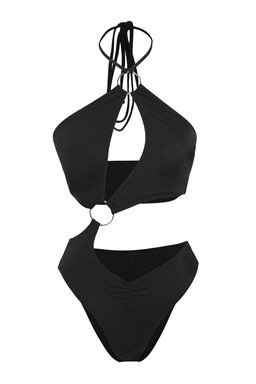 TRENDYOLMILLA Leopar Desenli Halter Yaka Aksesuarl? High Leg Brazilian Mayokini TBESS23MA00068 фото 5