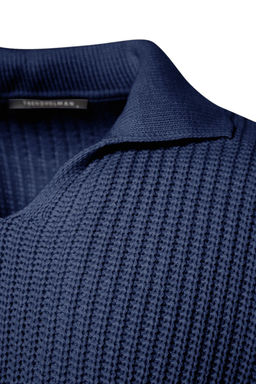 TRENDYOL MAN Indigo Casual Unisex Regular Fit Polo Yaka Tuylenmeyen Triko Kazak TMNAW24KZ00008 - Trendyolmilla фото 8