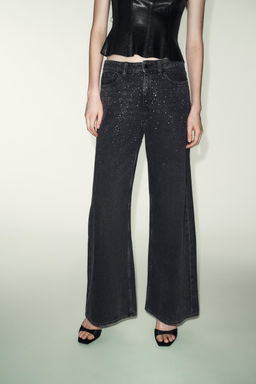 Z1975 LOOSE WIDE-LEG JEANS WITH SHINY BEADS - Zara фото 2