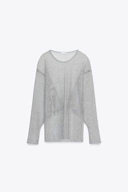 METALLIC THREAD BATWING SLEEVE TOP - Zara фото 4