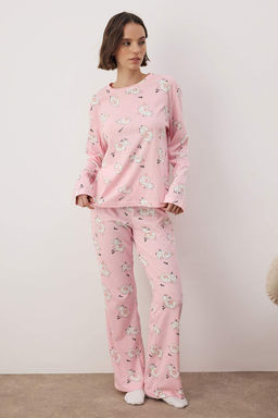 Lacivert Uyku Temal? Kuzu Desenli Orme Pijama Tak?m? THMAW26PT00046 - Trendyolmilla фото 23