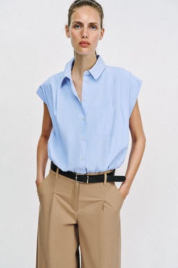 CAMISA CORTA GLOBO / Azul claro - Zara фото 2