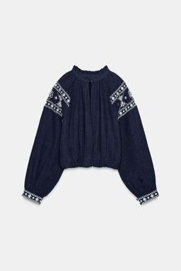 CONTRAST VELVET BLOUSE - Zara фото 14