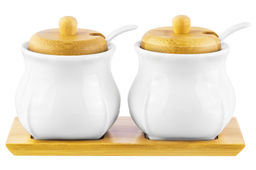 Набор 2 банок д/специй 225 мл 18*8,8*10 см Тюльпан + 2 ложки + 2 крышки на дер. подставке - Elan gallery фото 7