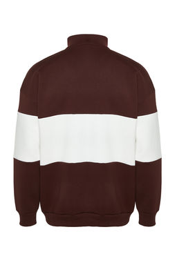 TRENDYOL MAN Siyah Oversize/Genis Kesim C?tc?tl? Renk Ici Polar Pamuklu Sweatshirt TMNAW24SW00160 - Trendyolmilla фото 16