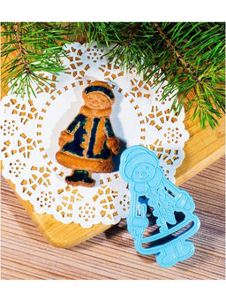 Форма для печенья новогодняя «Снегурочка», вырубка, штамп, 10×5.9×1.4 см, пластик, голубая