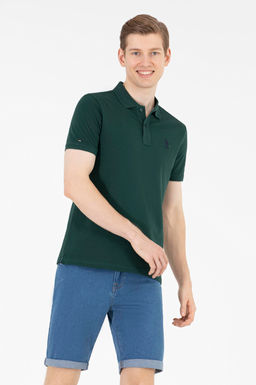 Мужская темно-зеленая футболка с воротником поло Basic - U.s. polo assn фото 2