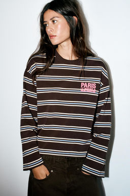 STRIPED T-SHIRT WITH TEXT