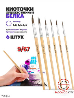 Кисти из волоса белки № 1, 2, 3, 4, 5, 6