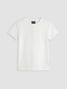 Bisiklet Yaka ?i?ek Nak??l? K?z ?ocuk Ti??rt