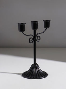 Подсвечник на 3 свечи «Классика с завитками», металл, d=2.5 см, чёрный, 18×10×21 см