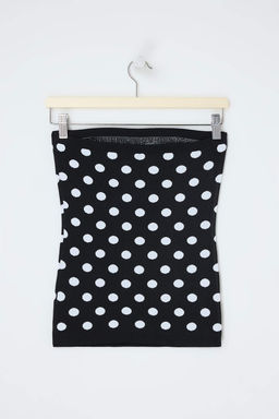 Siyah Straplez Puantiyeli Triko Bluz TWOSS26BZ00323 - Trendyolmilla фото 6