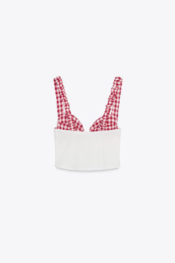 GINGHAM CORSET TOP - Zara фото 7