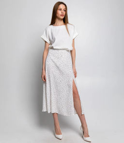 Юбка #ОКТ015002, белый,коричневый