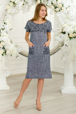 Туника женская из кулирки Льняная палитра-1 серый