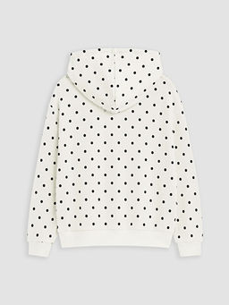 Kap??onlu Bask?l? Kal?n K?z ?ocuk Fermuarl? Sweatshirt - Waikiki фото 3