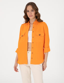 Turuncu Comfort Fit Uzun Kollu G_mlek