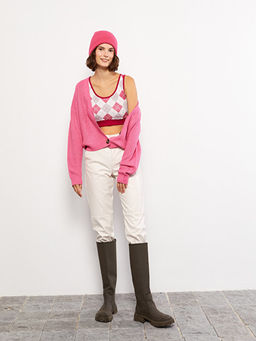 U Yaka Baklava Desenli Kad?n Triko Atlet