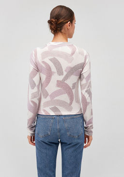 Uzun Kollu Bask?l? Yumusak Tisort - Mavi фото 4