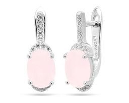 Серьги из серебра розовый кварц, МЦВ688