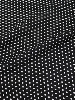 Штапель Белый горох (3мм) цв.черный, ш.1.44м, вискоза-100%, 90гр/м.кв