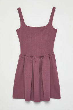 TRENDYOLMILLA Gul Kurusu Kare Yaka Balon Skater/Belden Ac?klan Balon Etekli Mini Orme Elbise TWOSS25EL00371  фото 5