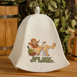 Цена за 2 шт. Шапка для бани и сауны, с принтом «Баня парит, все поправит», полиэфир 70%, шерсть 30%, белая, «Добропаровъ»