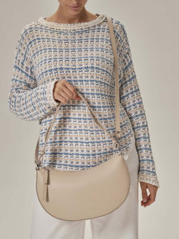 Сумка женская сэддл Azaro 31042 бежевый жемчуг