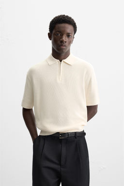 PURL KNIT POLO SHIRT WITH ZIP - Zara фото 2