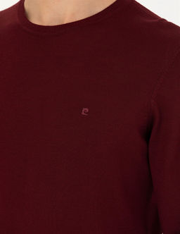 K_rm_z_ Slim Fit Bisiklet Yaka Y_n Kar___ml_ Basic Triko Kazak - Pierre cardin фото 7