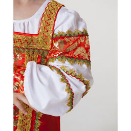 Русский народный костюм Любавушка, платье-сарафан, кокошник, р-р 32, рост 122-128 см, красный - Страна карнавалия фото 5