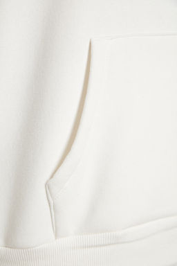 Ekru Kal?n Ici Polarl? Oversize/Genis Kal?p Kapusonlu Basic Orme Sweatshirt TWOAW24SW00103