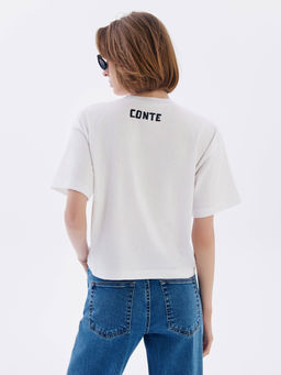 CONTE Свободная футболка из хлопка с рисунком Born in love LD 2675 white-play love - Conte elegant фото 4