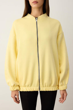 Teen Ac?k Sar? Fermuarl? Oversize/Genis Kal?p Kal?n Ici Polarl? Orme Sweatshirt TWOAW25SW00122