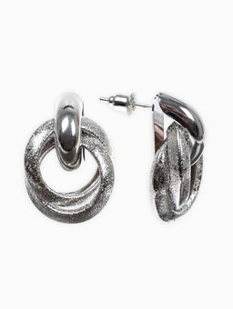 Серьги металл Фьюче круги плетения, цвет серебро