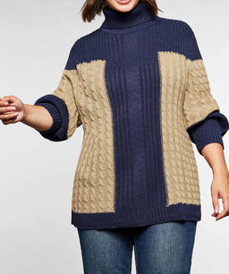 Пуловер, лилово-бежевый