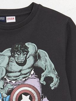 Bisiklet Yaka Avengers Bask?l? Uzun Kollu Erkek ?ocuk Sweatshirt - Waikiki фото 2