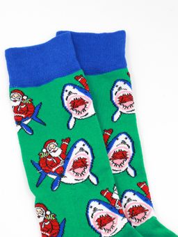 Носки НГ р.40-45 Санта на Акуле - Krumpy фото 3