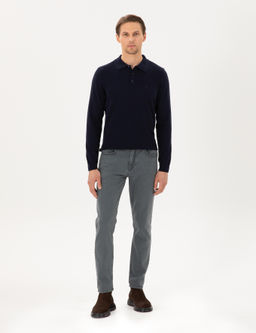 Lacivert Slim Fit Polo Yaka Basic Triko Kazak - Pierre cardin фото 4