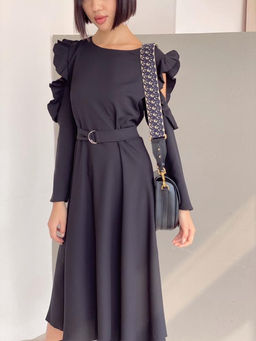 Martichelli Платье из микрошифона с открытыми плечами чёрное