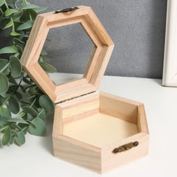Шкатулка для росписи дерево «Многогранник со стеклянной вставкой», для творчества, декора, 10×9×4.5 см