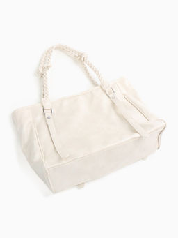 Сумка - шоппер женская на молнии, 44×10×29 см, однотонная, белая