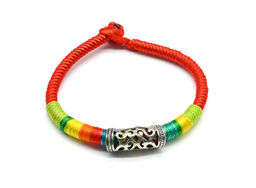 Плетеный браслет цв.красный 18см