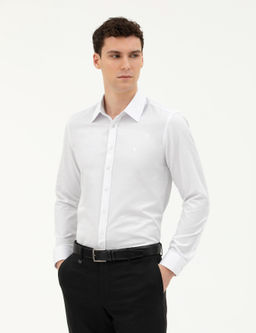 Рубашка Pierre Cardin Slim Fit белая с длинным рукавом
