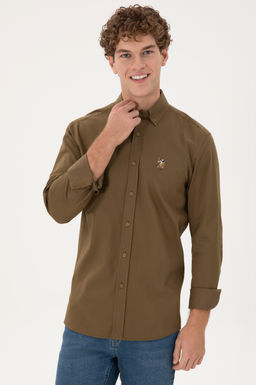 Мужская рубашка цвета хаки с длинным рукавом - U.s. polo assn фото 3