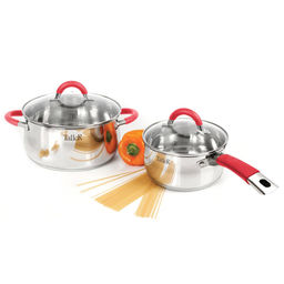 Набор посуды из нержавеющей стали Лортон 2 предмета: кастрюля 3,2л - д20см, h10,5см, ковш 1,5л - д16см, h8см, s0,5мм, дно s2,7мм, полировка зеркальная снаружи, зеркальная внутри, стеклянная жаропрочная крышка, стальной обод, пароотвод, ручки с из н - Домашняя мода фото 2