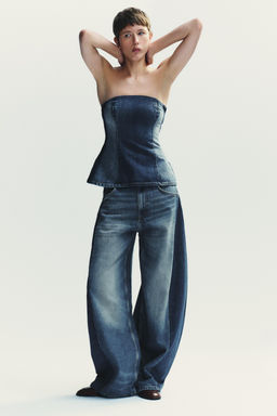 TRF DENIM BANDEAU TOP
