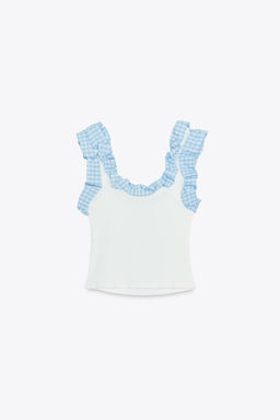 GINGHAM RIBBED TOP - Zara фото 6