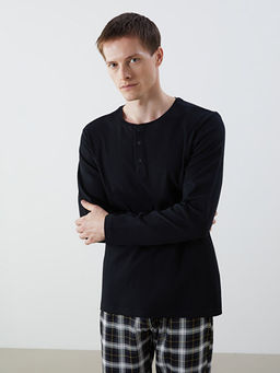 Bisiklet Yaka Uzun Kollu Erkek Pijama ?st