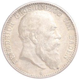 Монета 2 марки 1906 года G Германия (Баден)